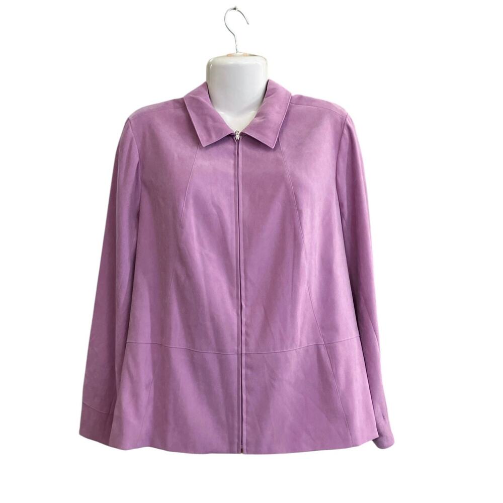 CJ Bank Women's Lavender Faux Suede Collared Full Zip Jacket Lined SZ X (14W)